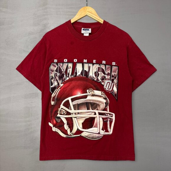 Vintage Oklahoma Sooners Red Helmet Rare CSA Short Sleeve Shirt Medium - Picture 1 of 6